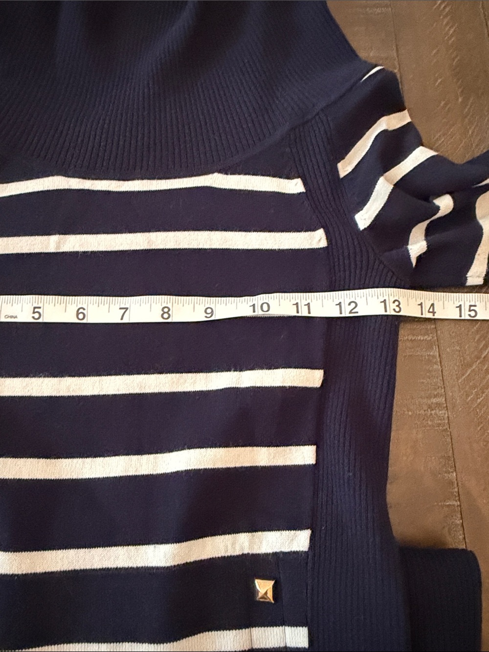 Cache Vintage Nautical Navy And White Striped Jacquard Dress — image 5 of 7